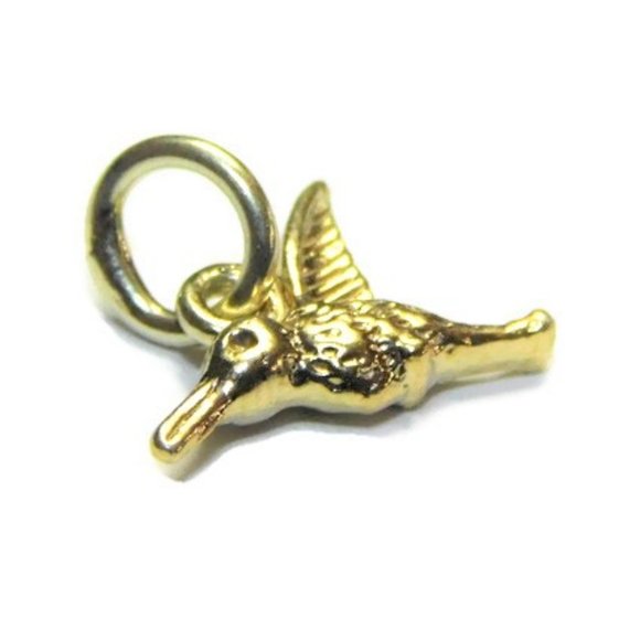 Hummingbird Charm Pendant 14k Yellow Gold